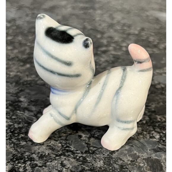 Vtg 50s 60s Lipper & Mann 2 Porcelain Striped Kittens Japan Missing Mom & Leash - Picture 8 of 13